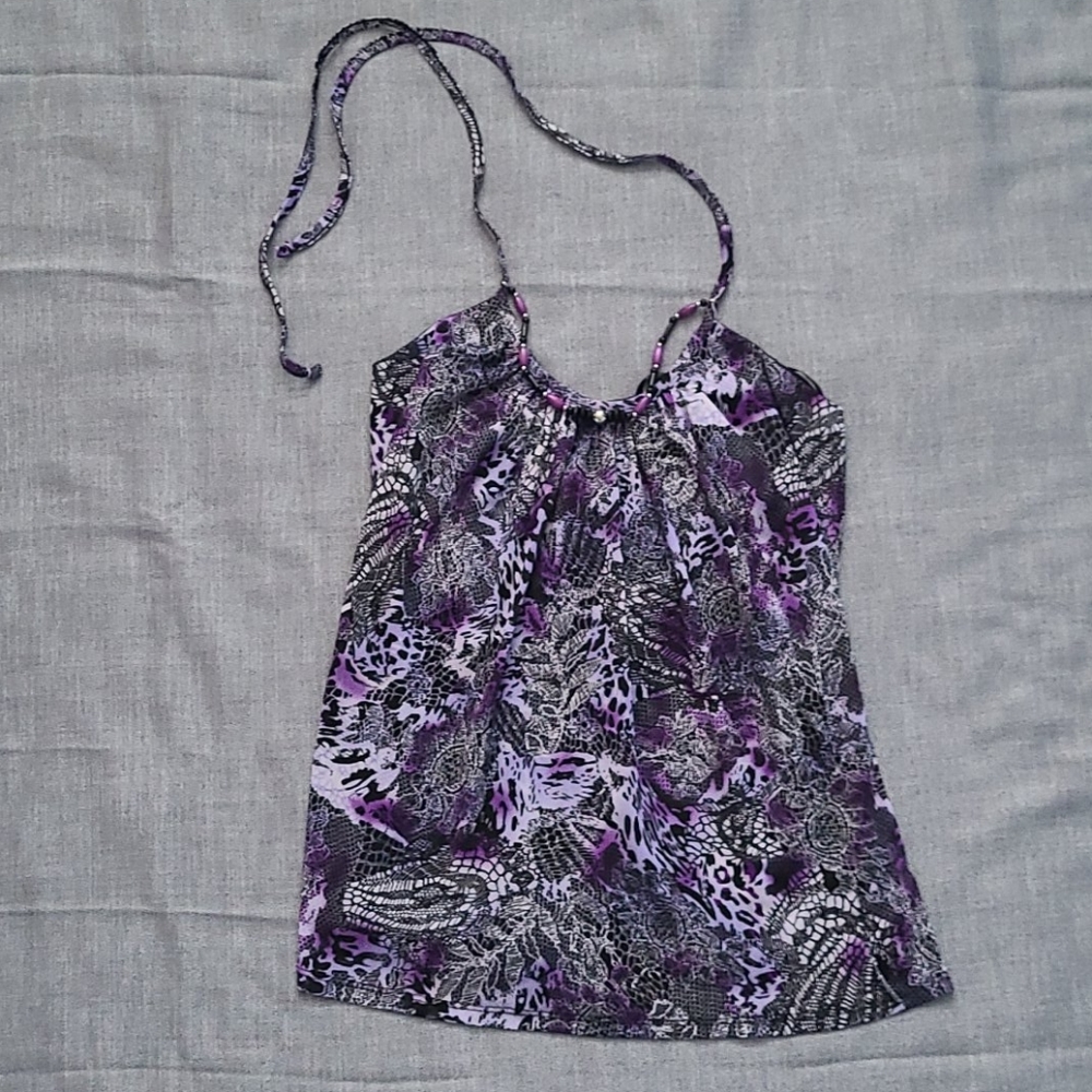 IZ Byer purple and black halter top M